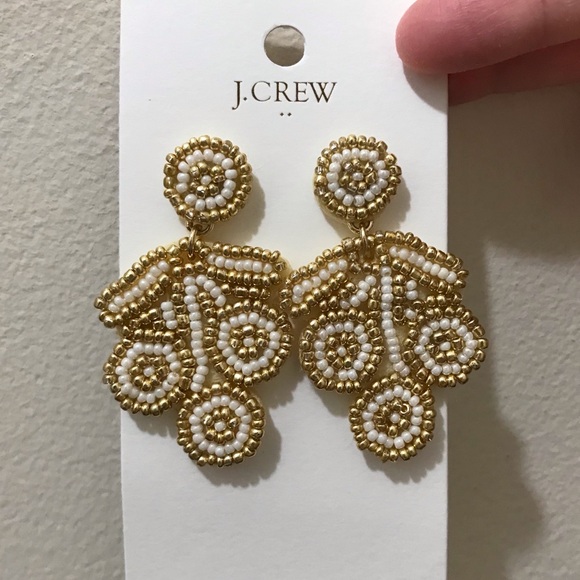 NWT J. Crew Beaded Statement Earrings, Drop Beach Boho Bridal J.Crew Factory OS - Picture 15 of 15